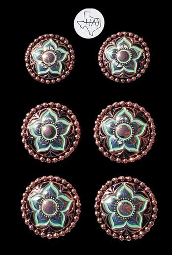 Copper Turquoise Concho Saddle Set W141SS
