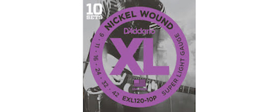 10 pack - D'Addario EXL120 Nickel Wound Super Light Electric Strings