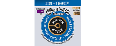 Martin MA535 Authentic Acoustic Strings - SP Phosphor Bronze Custom Light Promo 3pk - 3 sets for the