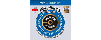 Martin MA540 Authentic Acoustic Strings - SP Phosphor Bronze Light Promo 3pk - 3 sets for the price 