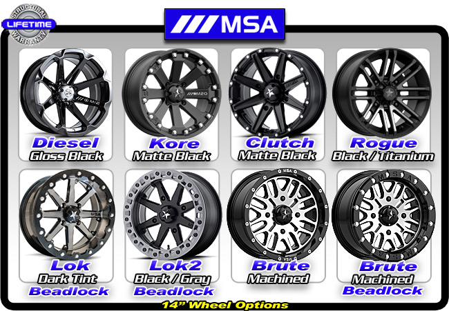 Quadboss QBT680 33-9.5-18 Tires on MSA M34 Flash Wheels
