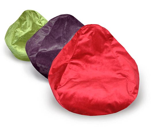 Green, Purple and Red Microfiber Bean Bags