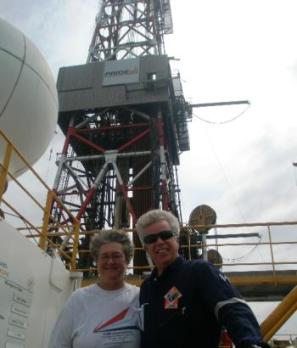 Sherry & Skip on a rig in the Bay of Guinea, West Africa