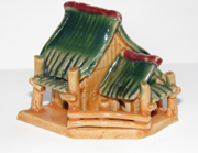 Oriental hut for tabletop fountain decoration | Glazed Chinese hut