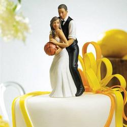 A Kiss and We're Off African American Fun Couple Wedding Cake Topper 
